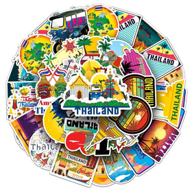 50PCS Travelling Souvenir Decals for Tourist Amazing Thailand Landscape Sticker
