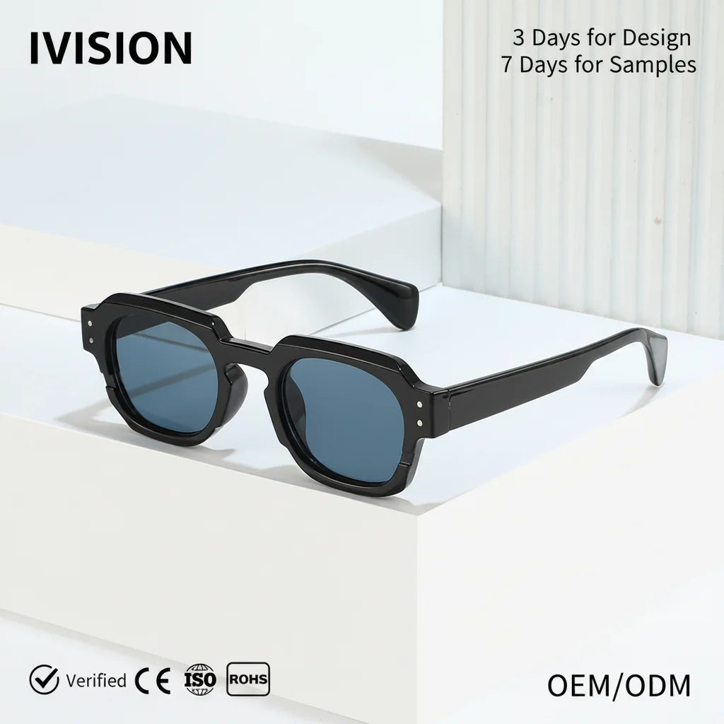 2024 Vintage Unisex Custom Logo Sunglasses High Quality Square Women Ladies Sun Shades Luxury Style Glasses