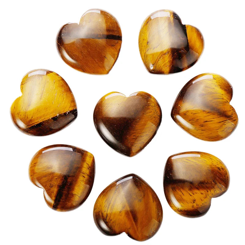 natural gemstone Heart Shape Stones Yellow tiger Eye Crystal Heart for Home Decor