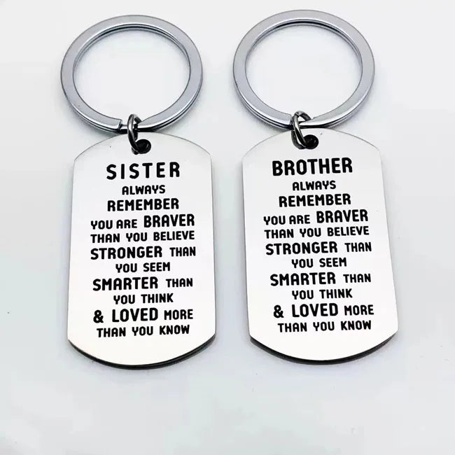 Stainless Steel Metal Brother Sister Keychain