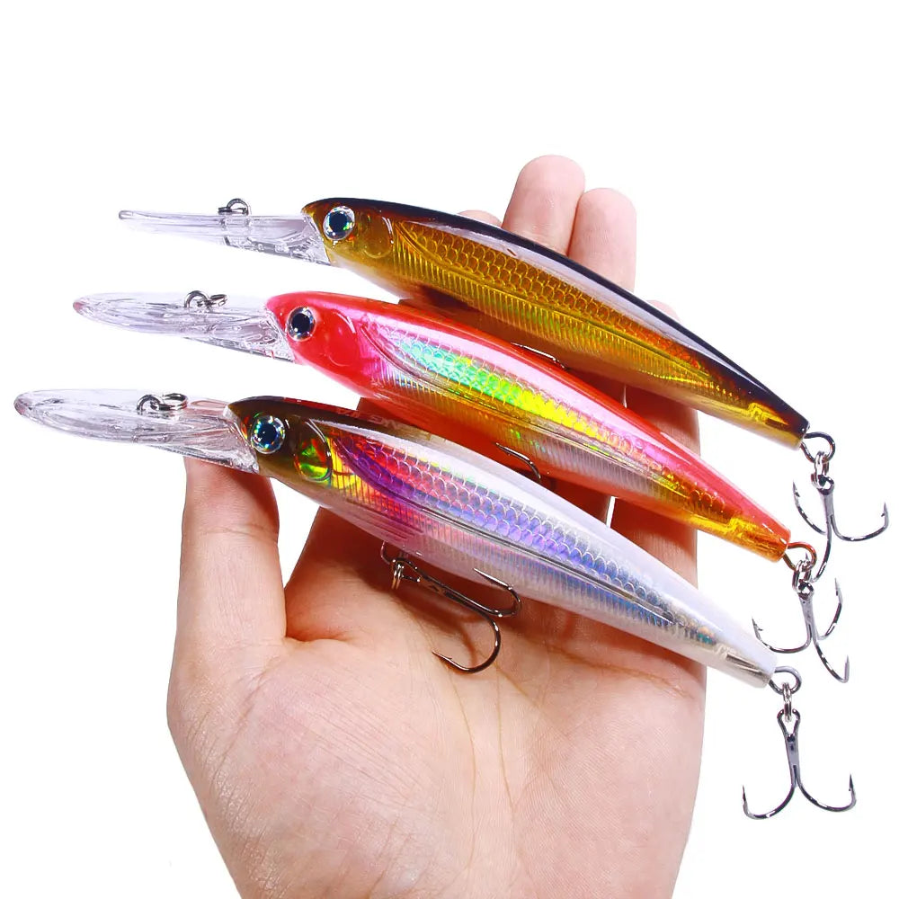 17cm 30.8g Deep Sea Diving Minnow Fishing Lure Artificial Hard Bait with #2 Treble Hook Trolling Wobbler for Saltwater Pike Bass