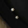 Cute Simple 14K Gold Plated Pure 925 Sterling Silver Mini Zirconia Star Shape Stud Earrings Trendy Jewelry for Parties Gifts