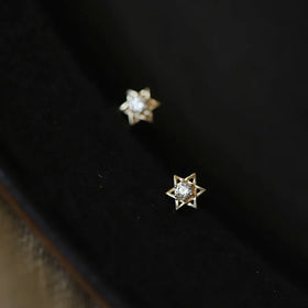 Cute Simple 14K Gold Plated Pure 925 Sterling Silver Mini Zirconia Star Shape Stud Earrings Trendy Jewelry for Parties Gifts