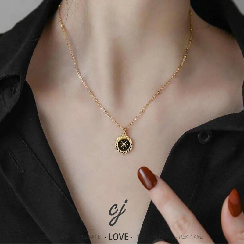 Carline Fashion Jewelry Clavicle Chain Stainless Steel Rose Gold Plated Trendy Design Star Necklace Pendant Necklace for Women