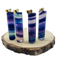 Wholesale Natural Fluorite Cylinder Crystal Pendants Rainbow Fluorite Pendants Crystal Necklace for Gifts