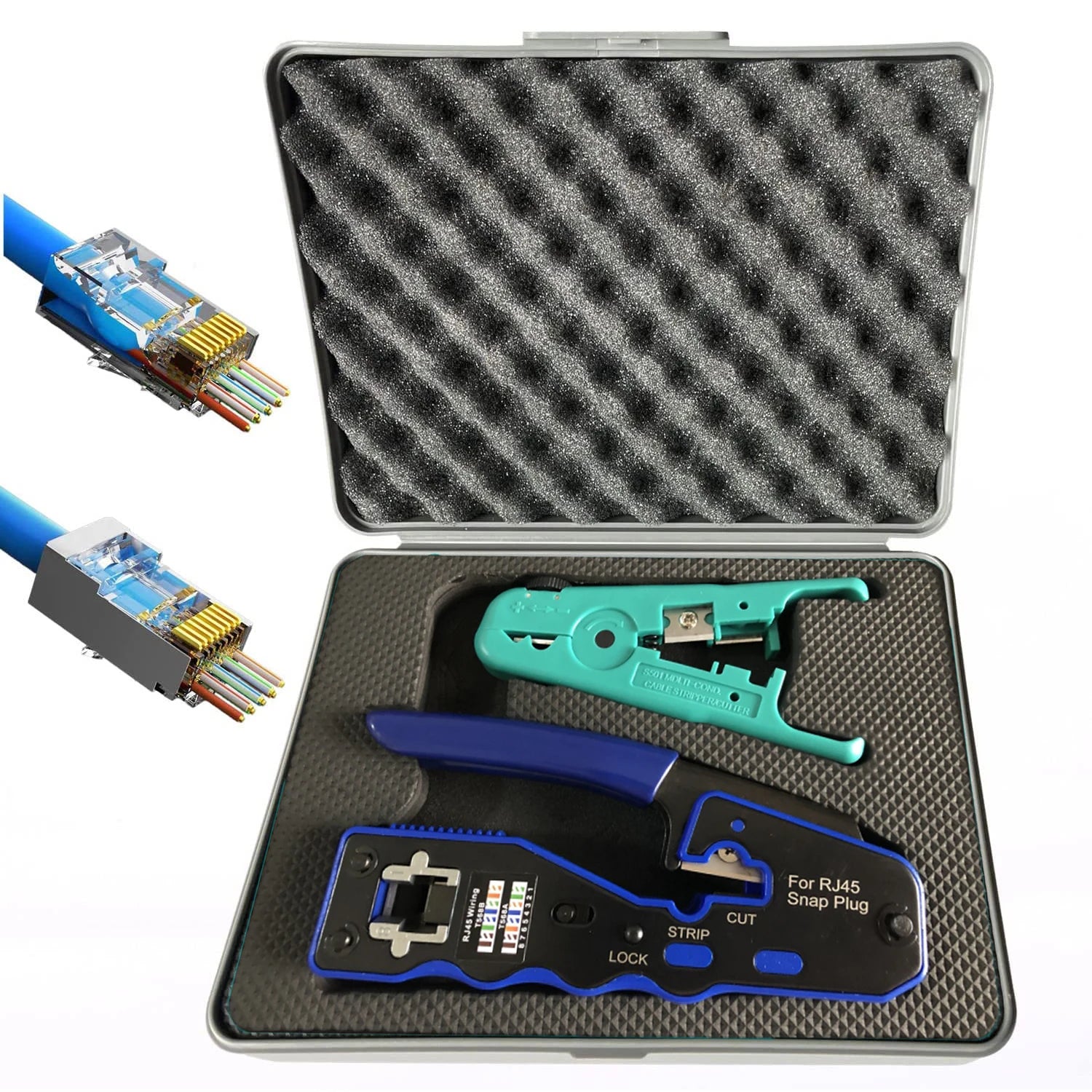 Wholesale Hardware Supplier RJ45 Crimper Kit CAT5/6/6A Network Wiring Tools OEM Customizable Toolkit for Telecom Network Pass