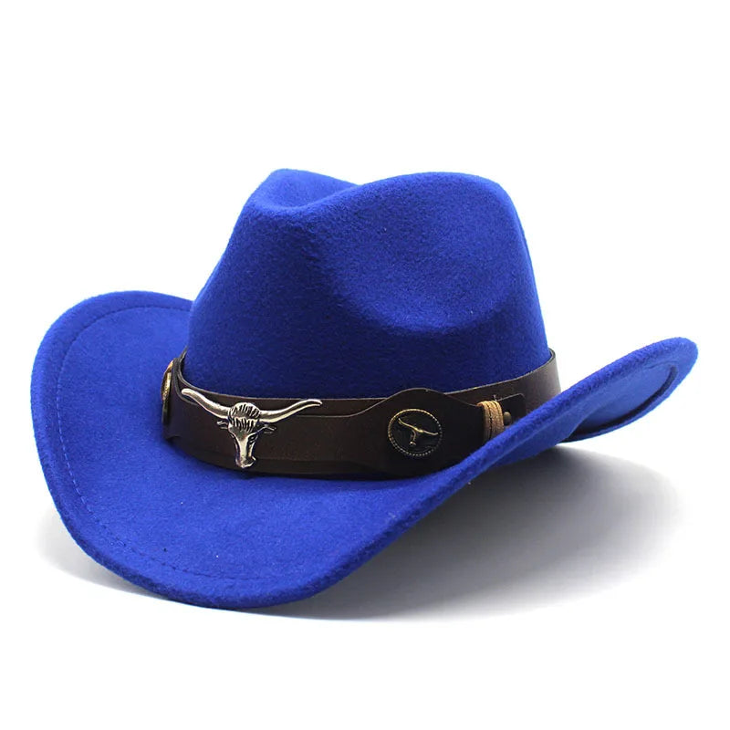 Custom Logo Vintage Ethnic Western Cowboy Topper Hat Roll Wide Brim Western Rodeo Style Outdoor Riding Felt Hats for Adults