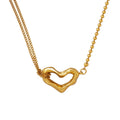 Versatile Stainless Steel Necklace Fashion Trendy Double Sided Texture Charm Gold and Silver Plated