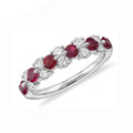 Fashion Jewelry Half Eternity Diamond Moissanite Ruby Wedding Band S925 Silver Rhodium Plated Prong Setting Women Ring Gift