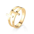 Wholesale Bulk Fashion Stainless Steel Heart Cross Chain Type Rings Finger Ring Set for Women Jewelry