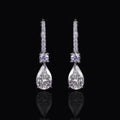 AE103 Abiding Jewelry 925 Sterling Silver Crushed Ice Fancy Cut CZ Diamond Long Earrings Bulk Wholesale Earrings