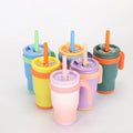 Portable Double-Walled Stainless Steel 14oz Tumbler with Vacuum Insulated Kids' Water Bottle Lids for Sports & Camping