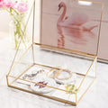 Wholesale Eco-friendly Bohemian Design Retro Ladder-shaped Copper Glass Jewelry Box Gold Storage Display for Gifting Christmas