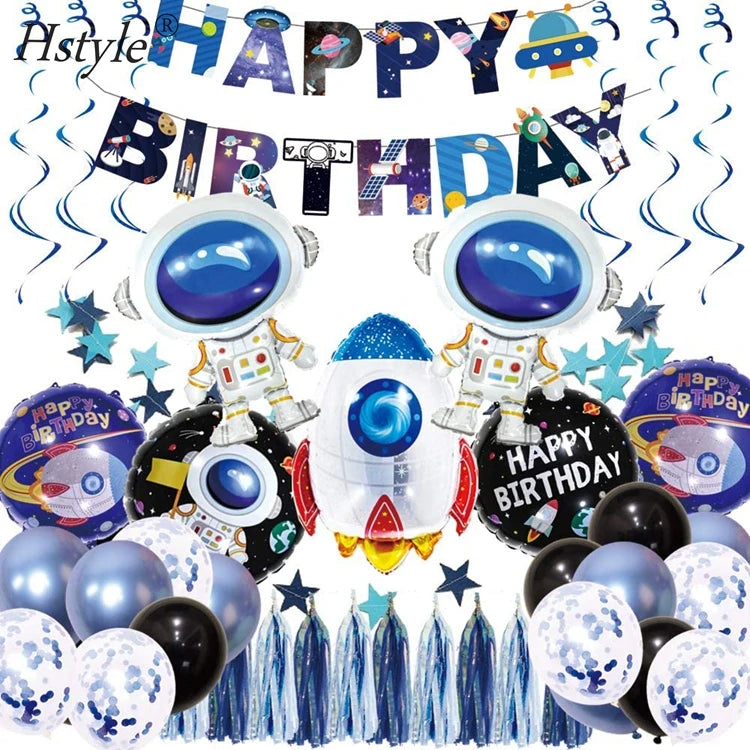 Outer Space Birthday Party Decorations Science Fiction Rocket Balloons Astronaut Hanging Swirl Decoration Universe Space SET895