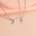 New Product Ideas Trendy Valentine's Day Gift Wine Bottle and Goblet Shaped Stainless Steel Couple Necklace with Link Chain