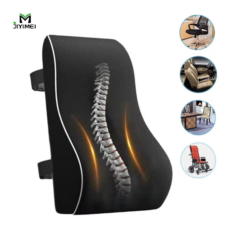 Jiyimei YM-C333 Wholesale Car Memory Foam Lumbar Support Cushion Knitted Anti-Static Air-permeable Removable Washable Custom