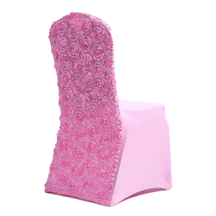 New Product Wholesale Universal Chair Cover for Wedding Ivory Fancy Chair Covers for Weddings Rose Flower Wedding Chair Cover