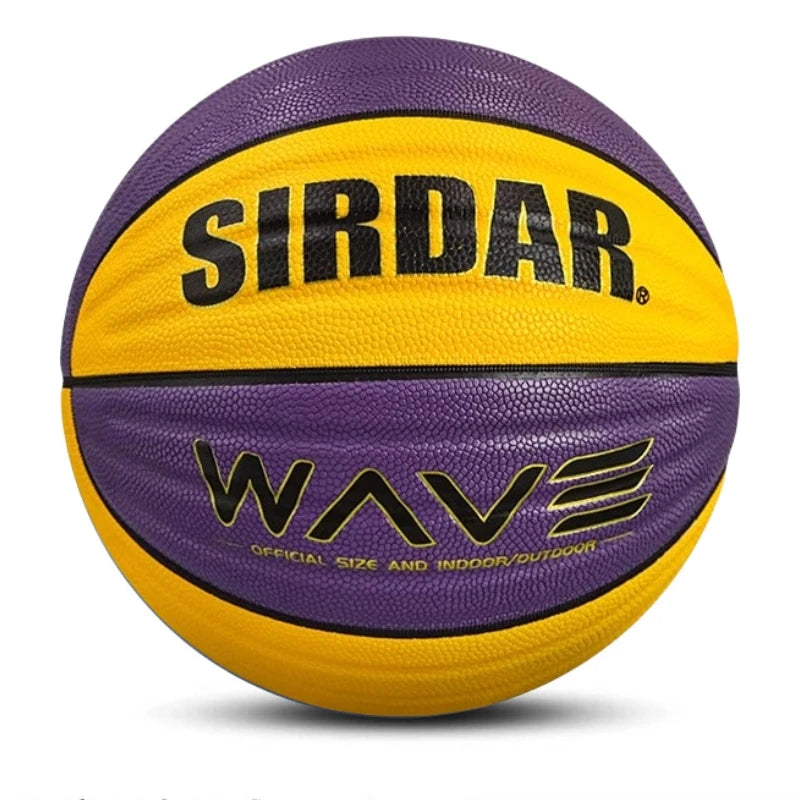 Custom Embossed Logo Official Yellow Purple Size 4 5 6 7 PU Wave Laminated Lightweight Eco-Friendly Water Resistant Basketball