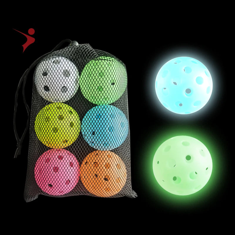 Glow in Dark Pickleball Ball PE Luminous Pickle Ball at Night 40 Hole Pickleballs for Out Doorwelcome Customs logo or Packing MegaBDM