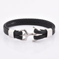 Wholesale Nautical Antique Leather Bracelet for Men Silver Anchor Wide Leather Rope Bracelets