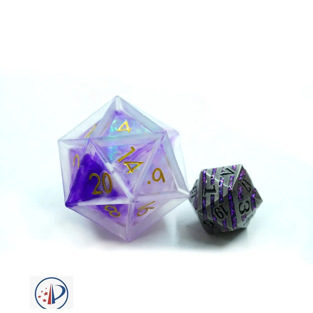 Yushun D20 Purple Resin Dice 33mm Polyhedral Single Unit New Design Proprietary Technology for Board & DND Games