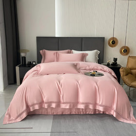 Summer 100%lyocell Fiber pink Girl Duvet Cover king Size Solid Color Bed Linen Home Textile Green Bedding Set Supplier
