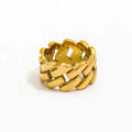 Joolim Jewelry Wholesale 18K Gold Plated Chunky Link Chain Band Stainless Steel Rings for Women Rings