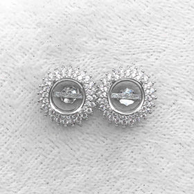 Sterling Silver 7*7mm Semi Mount Stud Earrings Empty Support Blank Claws Setting S925 Base Without Center Stone for DIY Inlay