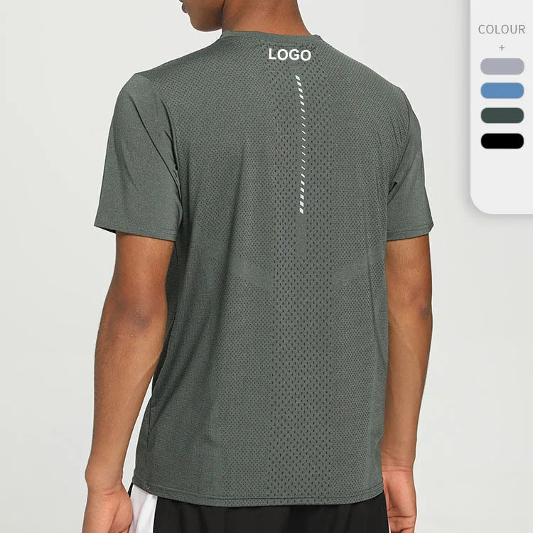 Custom Quick Dry Elastic Plain T-Shirt for Men Lightweight 85% Nylon Gym Training Running Sports Apparel Solid Pattern