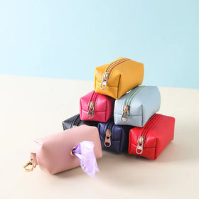 Wholesale Mini Portable Leather Dog Poop Bags Dispenser Outdoor Walking Waste Poop Bags Holder for Pets Dog and Cats