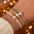 Go2boho Women's Bohemian Style Daily Wear Handmade Multicolor  Bracelets Set Imitation Pearl Beads for Religious Anniversaries