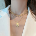 VKME Fashion New Design Double Layer Gold Plated Pendant Chain Necklace
