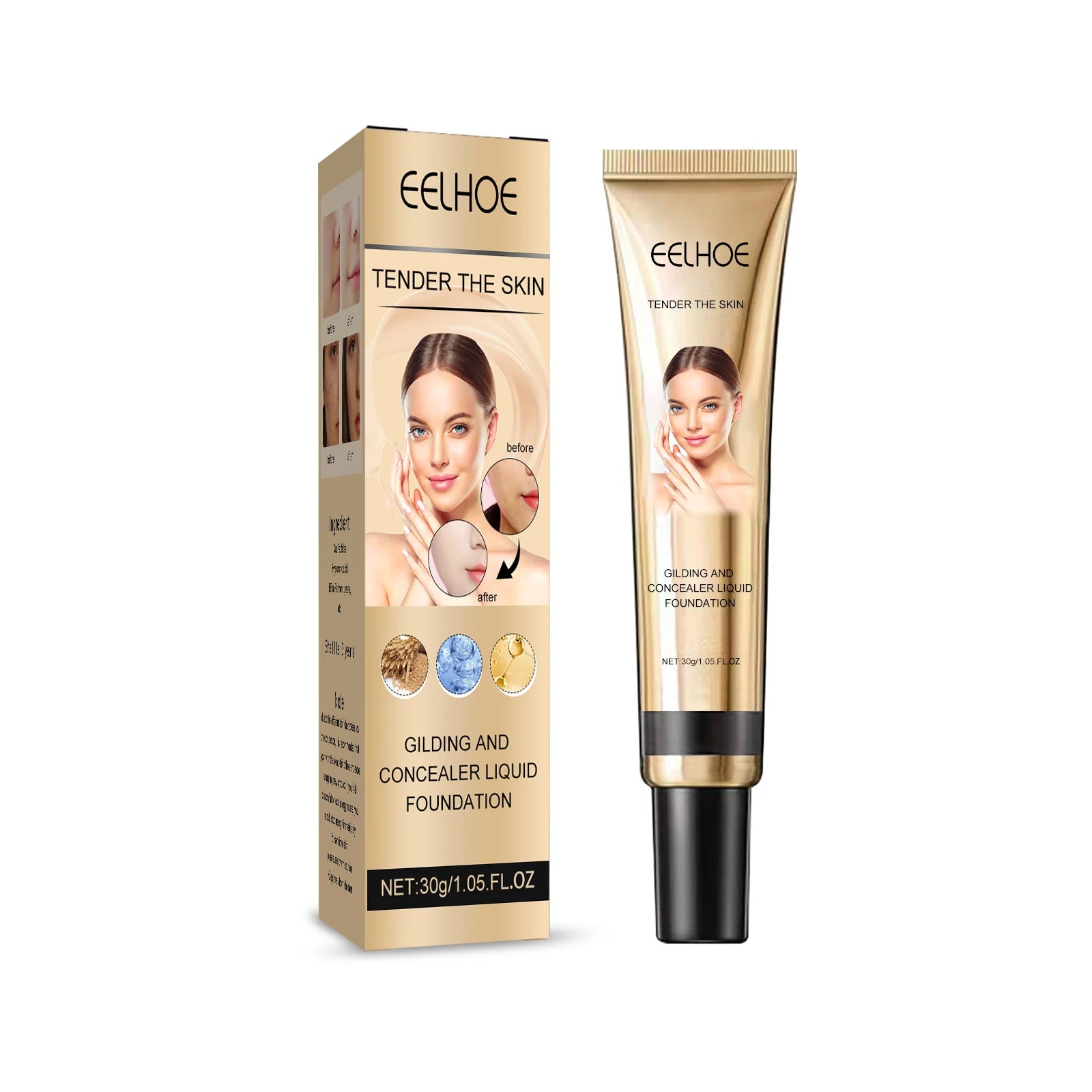 Private Label Long Lasting Wholesale Concealer Full Coverage  Waterproof Concealer Cream Face Makeup Liquid Foundation 30g
