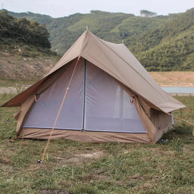 3-4person Yurt Tent 5m 100%cotton Bell Canvas Tent Glamping Tent Waterproof for Family Camping Outdoor Hunting Party in 4Seasons