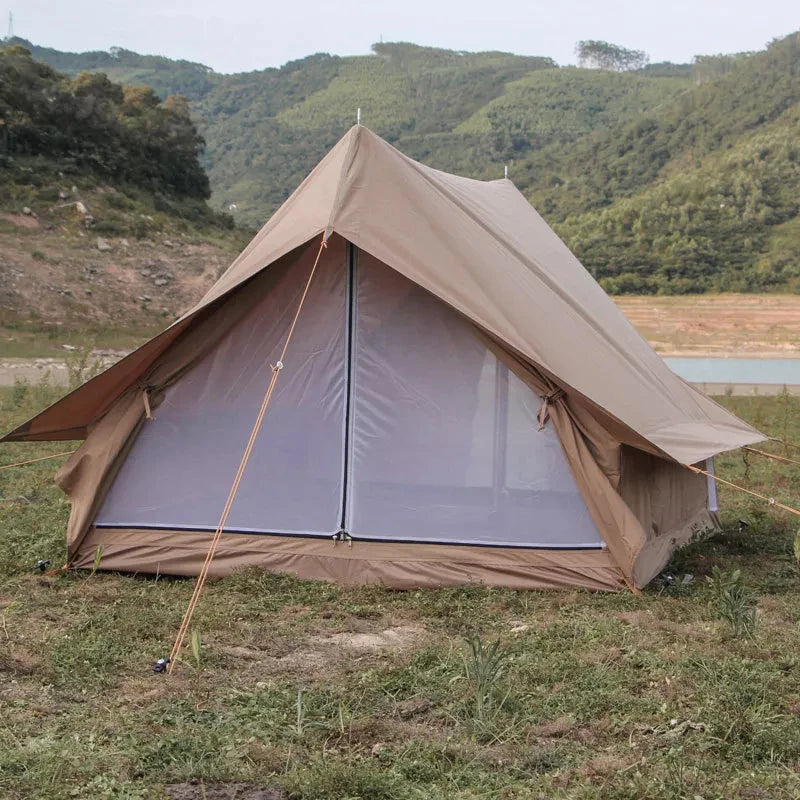 3-4person Yurt Tent 5m 100%cotton Bell Canvas Tent Glamping Tent Waterproof for Family Camping Outdoor Hunting Party in 4Seasons