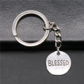 WYSIWYG 18x18mm Zinc Alloy Antique Silver Plated Blessed Plate Key Chain Souvenirs Gift P1-ABD-C12807
