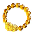 SC Hot Selling Faux Black Obsidian Bracelets Yellow Crystal Beaded Bracelets Feng Shui Wealth Protection Pixiu Bracelets for Men
