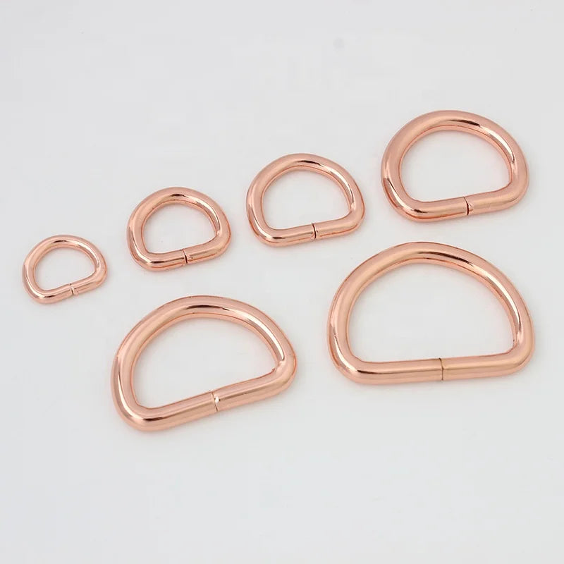 Nolvo World Rose Gold 6 Size 13-16-20-25-32-38mm Bag Hardware Accessories  Buckle Ring Metal Opened D Ring for Bag Handbag
