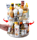 2 Tier Clear Plastic Lazy Susan Turntable Spinning Organizer for Pantry Cabinet Countertop Fridge Vanity Bathroom Spice