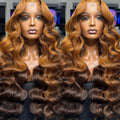 Ombre 13*6 HD Frontal Human Hair Wigs Loose Deep Remy Hair 360 Orange T Brown HD Full Lace 2*6 Closure Wig swiss Lace Body Wave