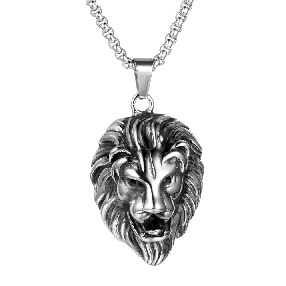 Lion Head Pendant Jewelry for Men Stainless Steel Sport Necklace Wholesale Arrogance Accessories