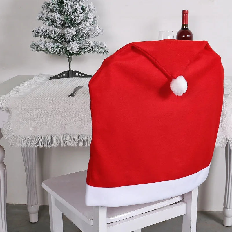 Restaurant Hotel Decoration Chair Cover Solid Color Wedding Meeting Red Velvet Christmas Chair Cover