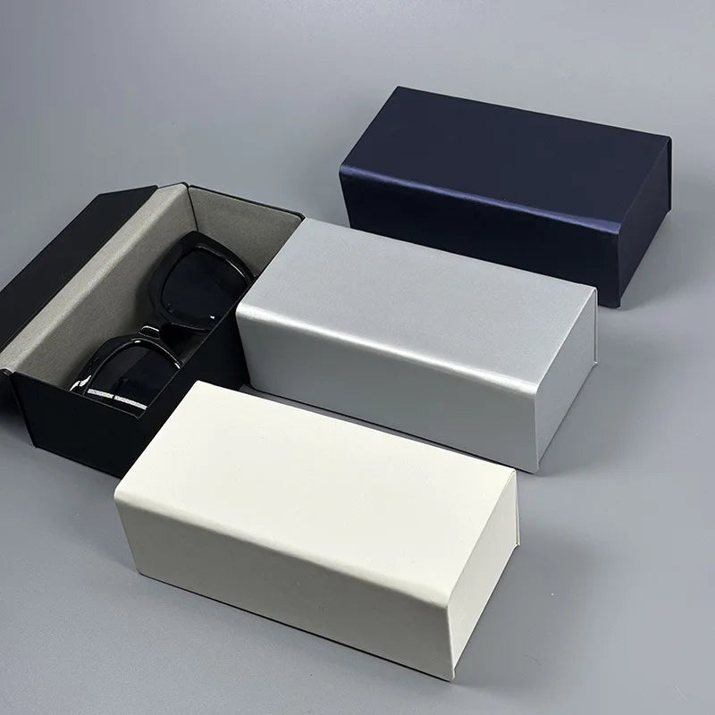 Simple Sunglasses PU Storage Box Handmade Glasses Box Custom Logo High Quality Leather Square Designer Sunglasses Case Wholesale
