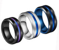 Hot Sale 8mm Color Titanium Steel Groove Ring Fashion Black Stainless Steel Rings for Women Men Jewelry