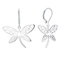 Women Gift 925 Sterling Silver Plating Crystal Rhinestone Dragonfly Drop Earrings Fashion Dragonfly Trendy Earrings