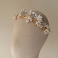 SLBRIDAL Handmade Ins Style Alloy Rhinestones Pearls Porcelain Flower Bridal Tiara Wedding Bridesmaids Crown Women Hair Jewelry