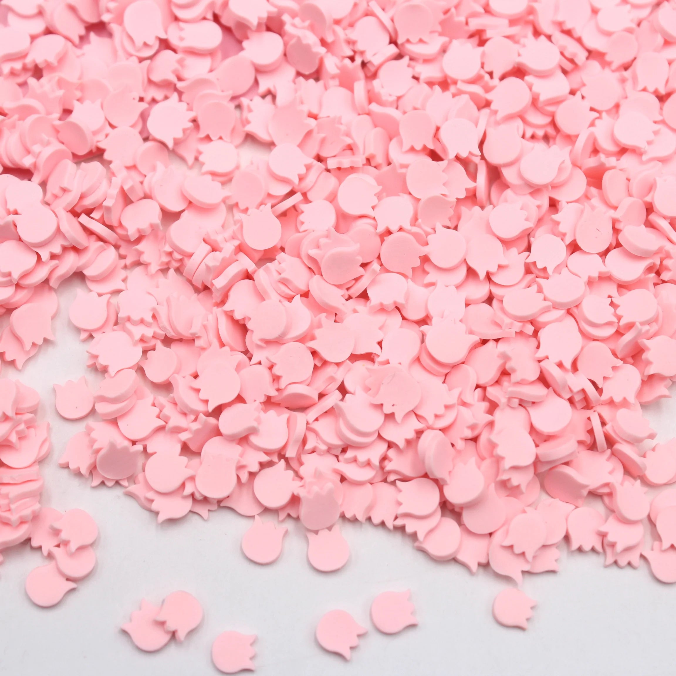Wholesale 1KG 5mm Pink Tulip Polymer Clay Slices Soft Pottery Sprinkles Figurine Pattern Non-toxic DIY Crafts Slime Portable Art