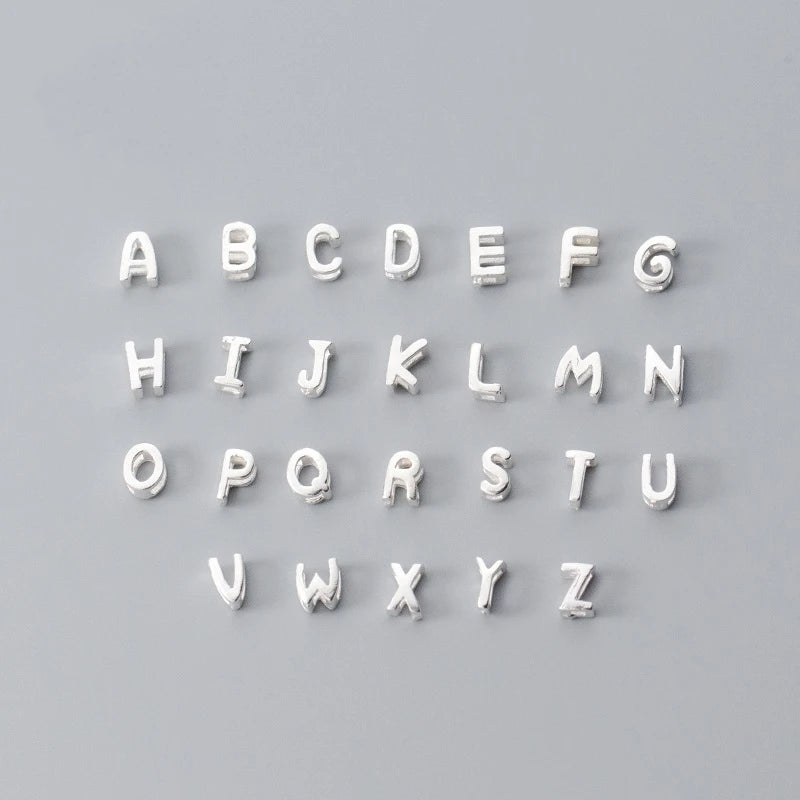 Handmade Custom 925 Sterling Silver Jewelry Smallest Cute A-Z 26 English Letter Charms Beads Pendant 6*4mm Findings