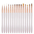 New 2024 Nails Salon DIY Tool Cheap White Plastic Handle Gold Ferrule Painting Liner Gel Manicure Nail Art Brushes