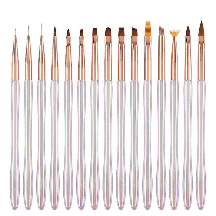 New 2024 Nails Salon DIY Tool Cheap White Plastic Handle Gold Ferrule Painting Liner Gel Manicure Nail Art Brushes